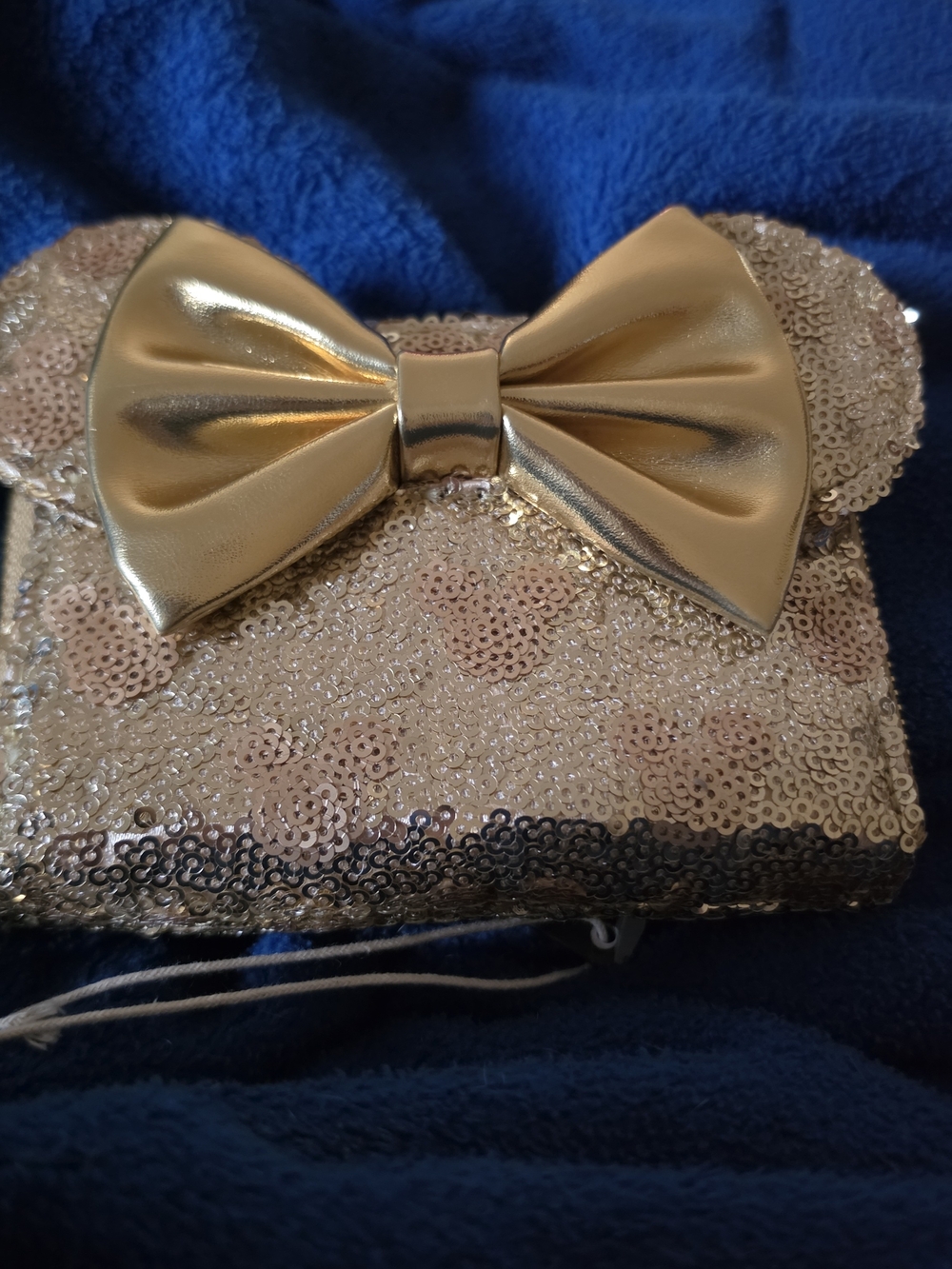 Disney Parks Loungefly Minnie Gold Sequin Wallet featuring sparkling gold sequin